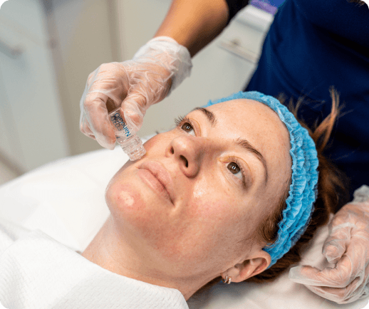 A SmartGLO facial treatment in progress